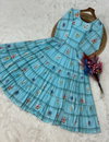 Ka 1258 Muslin Silk With Gingham Print Designer Kurti Collections